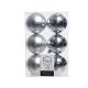 Набор пластиковых шаров серебряные 8 см, 6 шт
