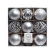 Набор декорированных пластиковых шаров 8см, 9шт, серебряный