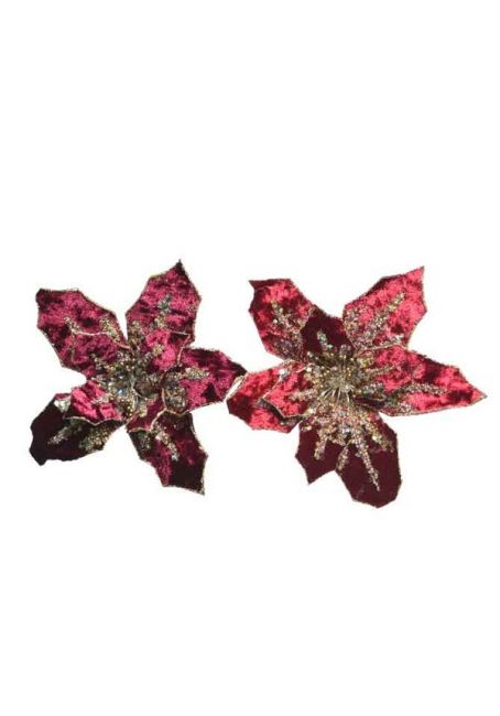 Цветок пуансетии на прищепке, бордовый